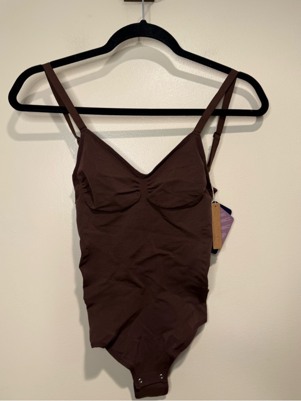 NWT Shapellx Brown Sensil Thong Adjustable Strap Bodysuit Shapewear Size XL/XXL